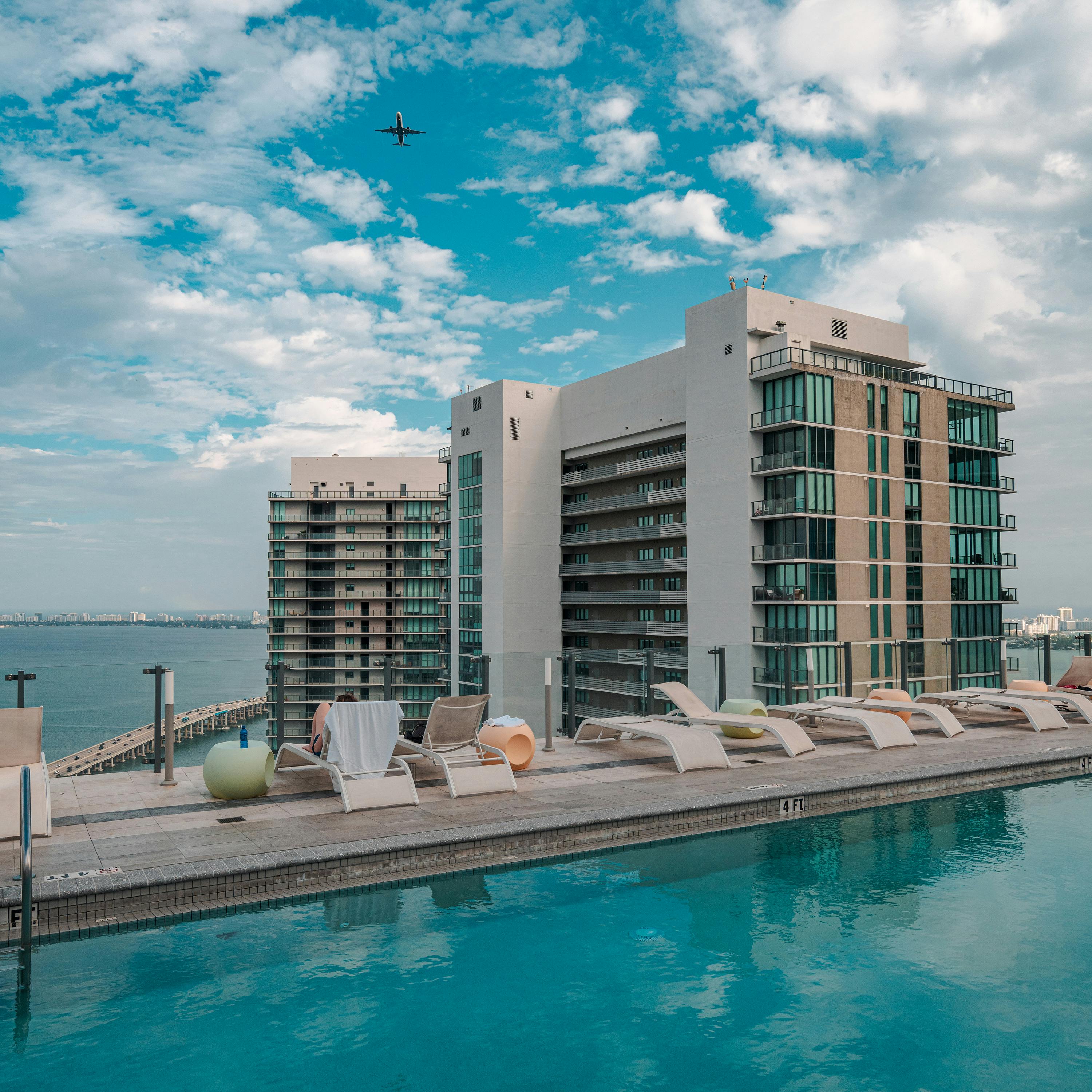 Real Miami rooftop pool with bay and city views
